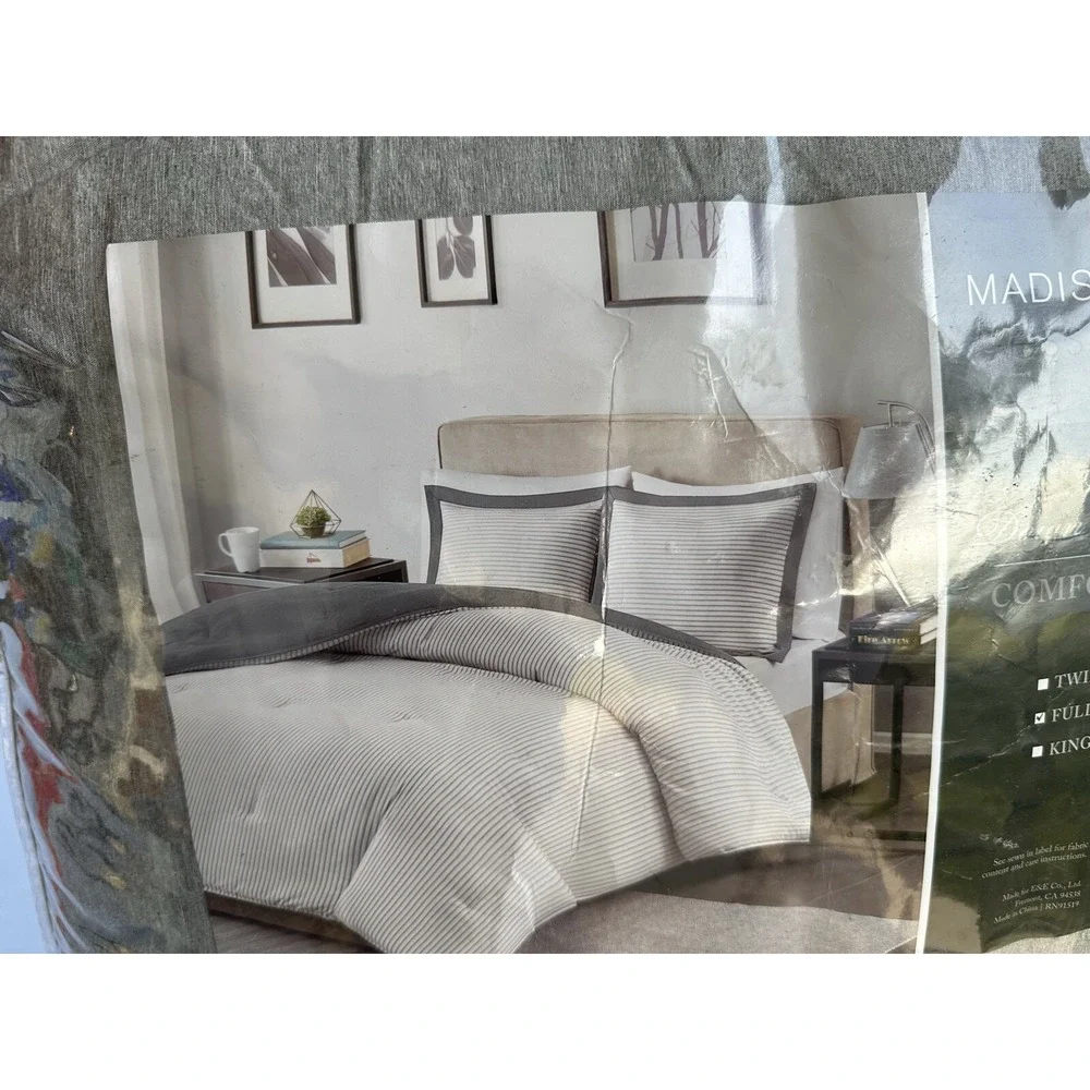⚡️New Madison Park Hayden Reversible Yarn Dyed Down Alt Comforter Set Full/Queen - Picture 8 of 11